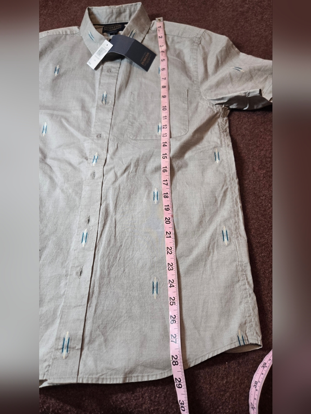 New! Pendelton Cotton Button Front Shirt Mens Size Small Blue And White - Picture 7 of 9